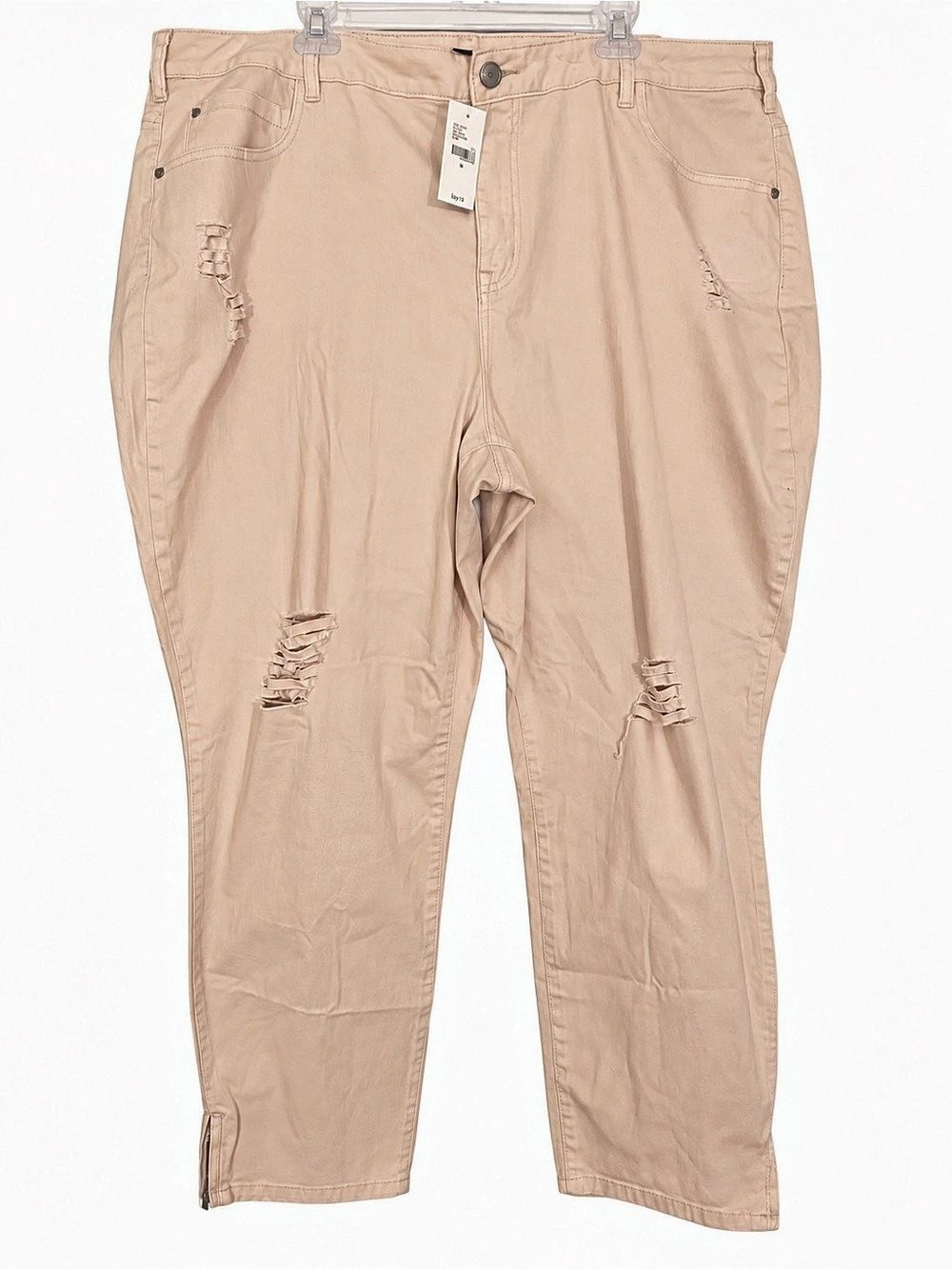 Lane Bryant Mid Rise Skinny Distressed Skinny Pants in Pink Waist 26 NWT